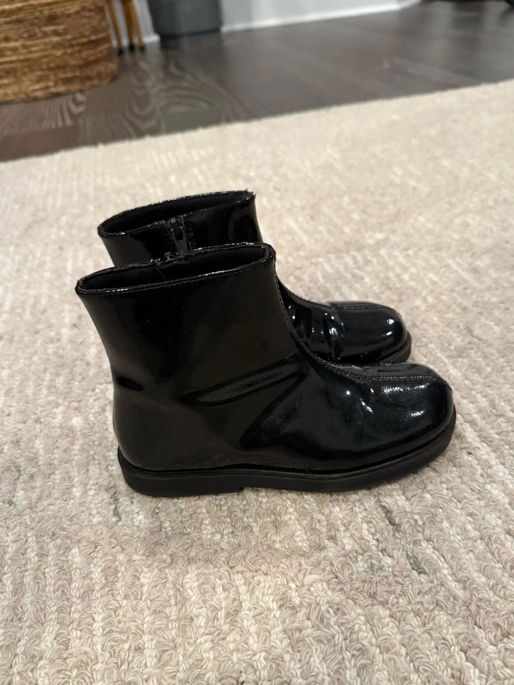 Zara Kids Black Patent Ankle Boots